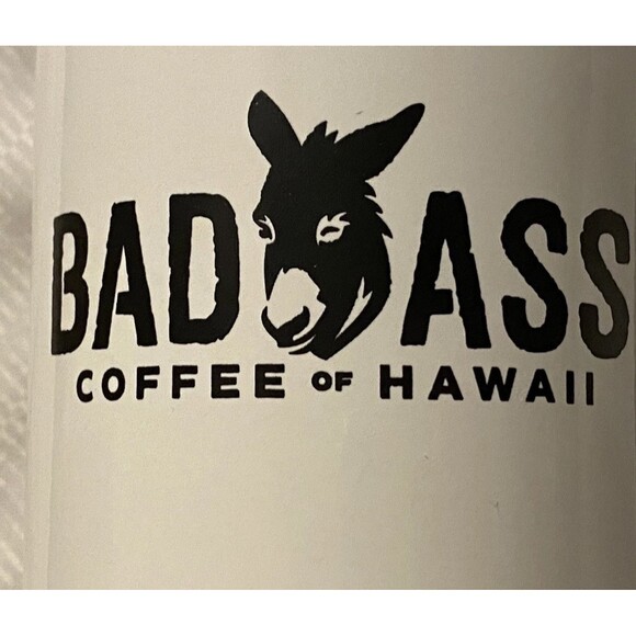 Bad Ass Coffee Of Hawaii Cup Mug White & Black heavy duty Multicolor Donkey - Picture 9 of 11